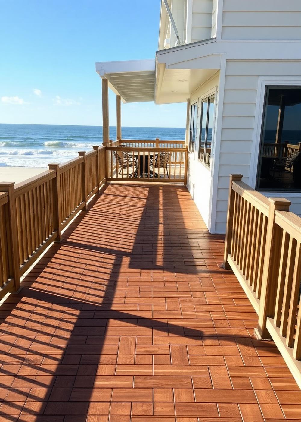 Restored oceanfront deck with fresh stain