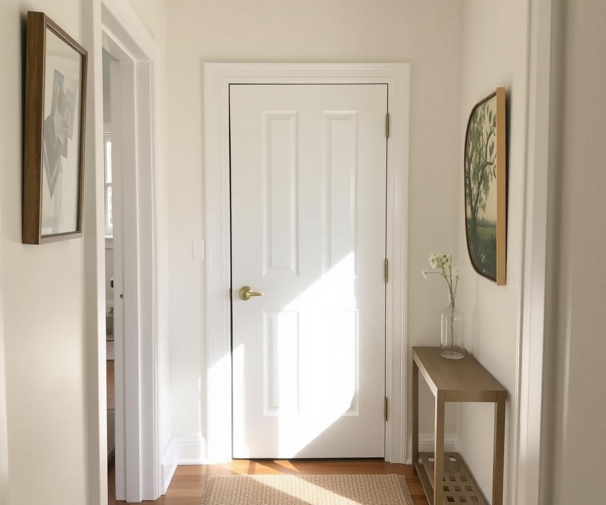 Refinished interior door with brushed hardware